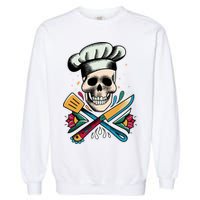 Cooking Chef Skull Garment-Dyed Sweatshirt