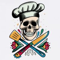Cooking Chef Skull Garment-Dyed Sweatshirt