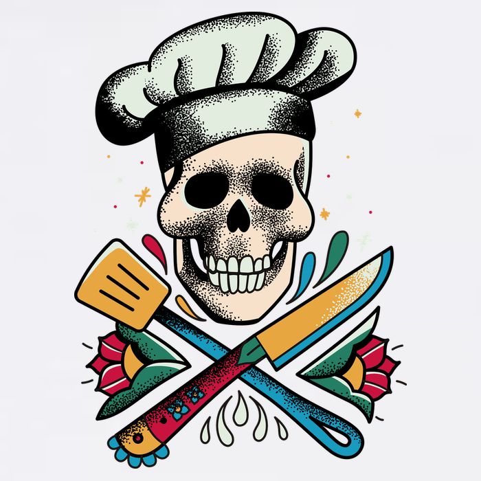 Cooking Chef Skull Garment-Dyed Sweatshirt