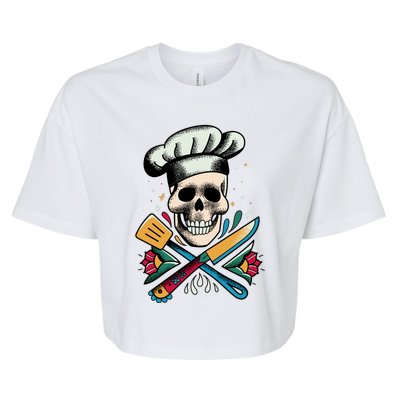 Cooking Chef Skull Bella+Canvas Jersey Crop Tee