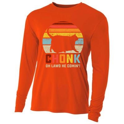 Chonk Cat Scale Meme Funny Retro Style Vintage Cats Memes Gift Cooling Performance Long Sleeve Crew