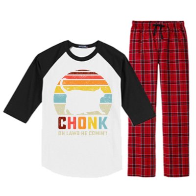 Chonk Cat Scale Meme Funny Retro Style Vintage Cats Memes Gift Raglan Sleeve Pajama Set