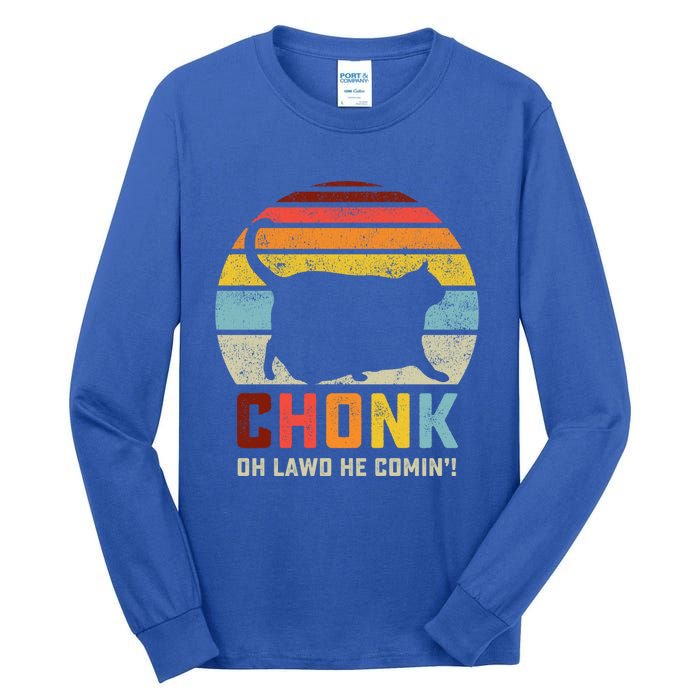 Chonk Cat Scale Meme Funny Retro Style Vintage Cats Memes Gift Tall Long Sleeve T-Shirt