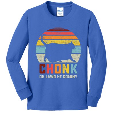 Chonk Cat Scale Meme Funny Retro Style Vintage Cats Memes Gift Kids Long Sleeve Shirt