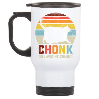 Chonk Cat Scale Meme Funny Retro Style Vintage Cats Memes Gift Stainless Steel Travel Mug