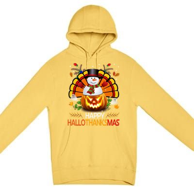 Chirstmas Cute Snow Turkey Pumpkin Happy Hallothanksmas Gift Premium Pullover Hoodie