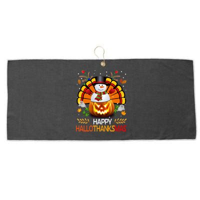 Chirstmas Cute Snow Turkey Pumpkin Happy Hallothanksmas Gift Large Microfiber Waffle Golf Towel