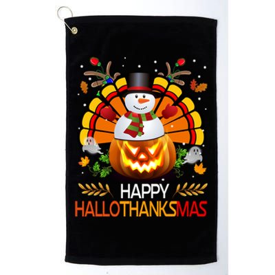 Chirstmas Cute Snow Turkey Pumpkin Happy Hallothanksmas Gift Platinum Collection Golf Towel