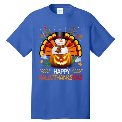 Chirstmas Cute Snow Turkey Pumpkin Happy Hallothanksmas Gift Tall T-Shirt