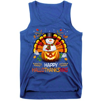 Chirstmas Cute Snow Turkey Pumpkin Happy Hallothanksmas Gift Tank Top