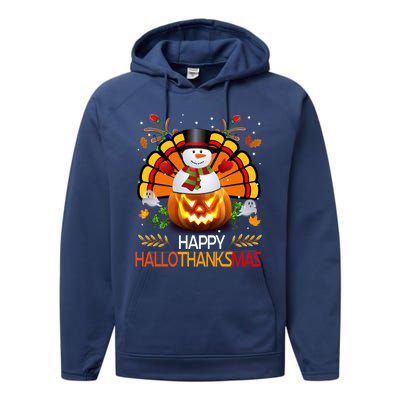 Chirstmas Cute Snow Turkey Pumpkin Happy Hallothanksmas Gift Performance Fleece Hoodie