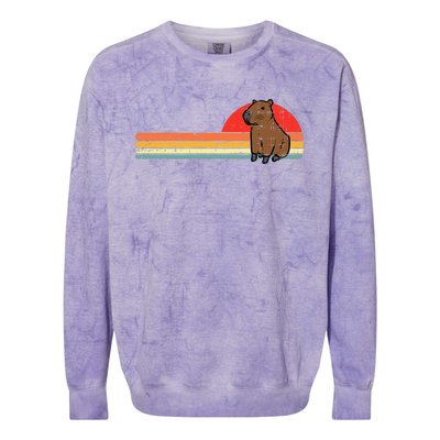 Capybara Chest Sunset Retro Capy Rodent Colorblast Crewneck Sweatshirt