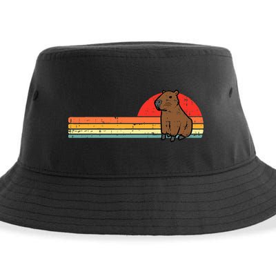 Capybara Chest Sunset Retro Capy Rodent Sustainable Bucket Hat