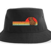 Capybara Chest Sunset Retro Capy Rodent Sustainable Bucket Hat