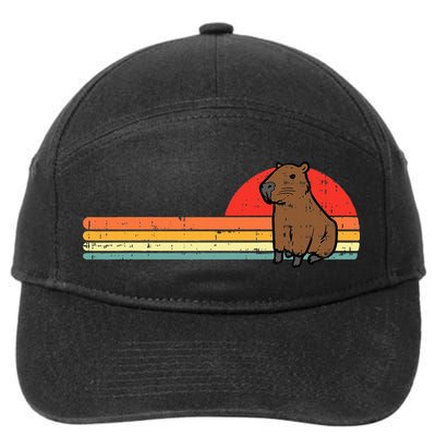Capybara Chest Sunset Retro Capy Rodent 7-Panel Snapback Hat