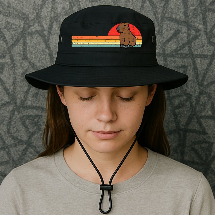 Capybara Chest Sunset Retro Capy Rodent Bucket Hat