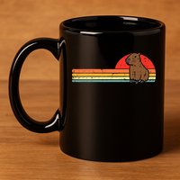 Capybara Chest Sunset Retro Capy Rodent 11oz C Handle Ceramic Mug