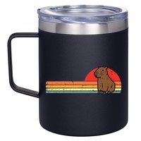 Capybara Chest Sunset Retro Capy Rodent 12oz Stainless Steel Coffee Mug