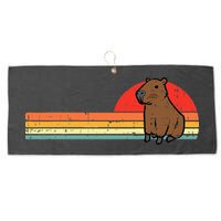 Capybara Chest Sunset Retro Capy Rodent Large Microfiber Waffle Golf Towel