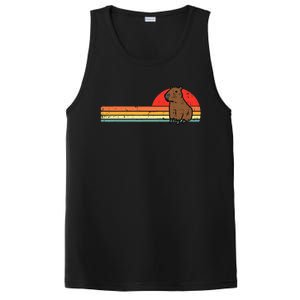 Capybara Chest Sunset Retro Capy Rodent PosiCharge Competitor Tank