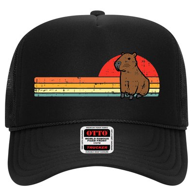 Capybara Chest Sunset Retro Capy Rodent Trucker Hat