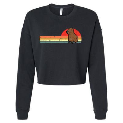 Capybara Chest Sunset Retro Capy Rodent Cropped Pullover Crew