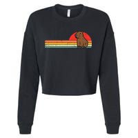 Capybara Chest Sunset Retro Capy Rodent Cropped Pullover Crew