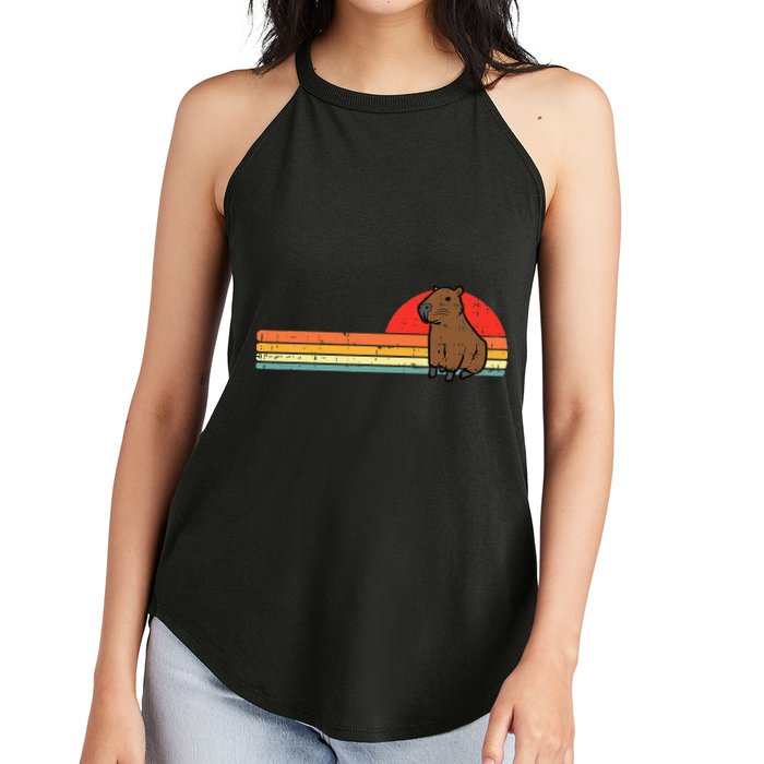 Capybara Chest Sunset Retro Capy Rodent Women's Perfect Tri Rocker Tank