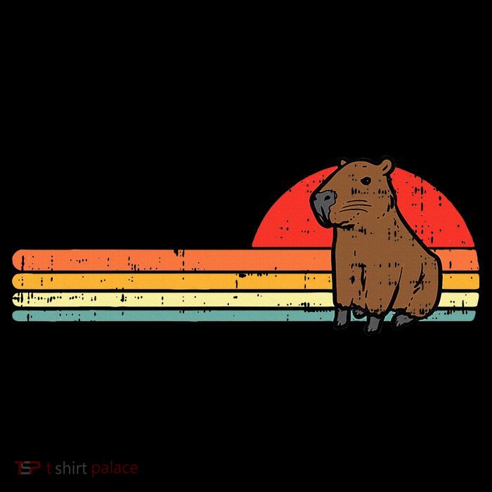 Capybara Chest Sunset Retro Capy Rodent Wool Snapback Cap