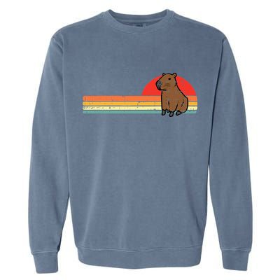 Capybara Chest Sunset Retro Capy Rodent Garment-Dyed Sweatshirt
