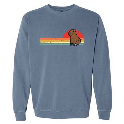 Capybara Chest Sunset Retro Capy Rodent Garment-Dyed Sweatshirt