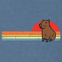 Capybara Chest Sunset Retro Capy Rodent Garment-Dyed Sweatshirt