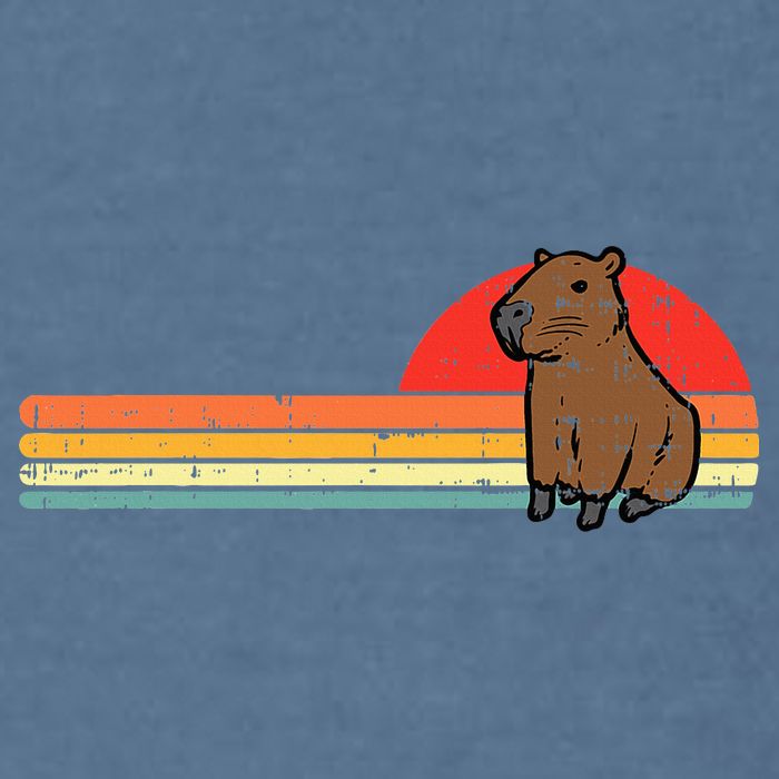 Capybara Chest Sunset Retro Capy Rodent Garment-Dyed Sweatshirt