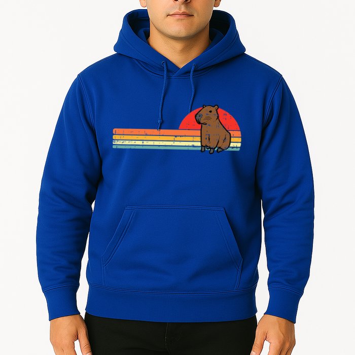 Capybara Chest Sunset Retro Capy Rodent Hoodie