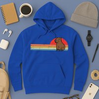 Capybara Chest Sunset Retro Capy Rodent Hoodie