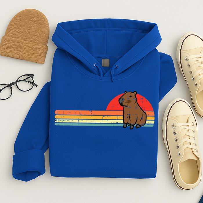 Capybara Chest Sunset Retro Capy Rodent Hoodie