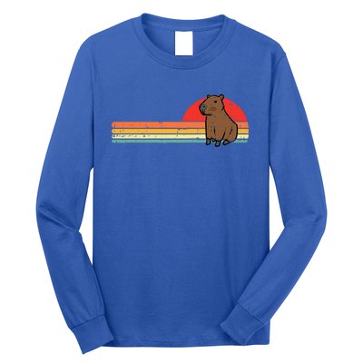 Capybara Chest Sunset Retro Capy Rodent Long Sleeve Shirt