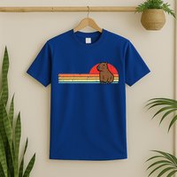 Capybara Chest Sunset Retro Capy Rodent T-Shirt