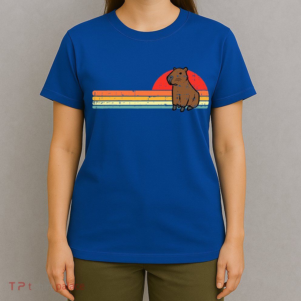 Capybara Chest Sunset Retro Capy Rodent T-Shirt