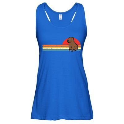 Capybara Chest Sunset Retro Capy Rodent Ladies Essential Flowy Tank
