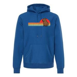 Capybara Chest Sunset Retro Capy Rodent Premium Hoodie