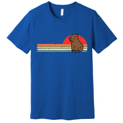 Capybara Chest Sunset Retro Capy Rodent Premium T-Shirt