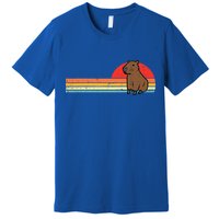 Capybara Chest Sunset Retro Capy Rodent Premium T-Shirt