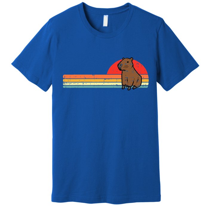 Capybara Chest Sunset Retro Capy Rodent Premium T-Shirt