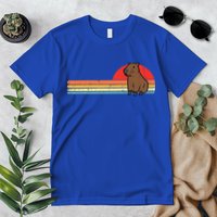 Capybara Chest Sunset Retro Capy Rodent Premium T-Shirt