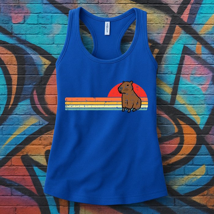 Capybara Chest Sunset Retro Capy Rodent Womens Tank Top