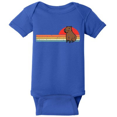 Capybara Chest Sunset Retro Capy Rodent Baby Bodysuit