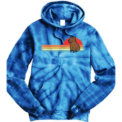 Capybara Chest Sunset Retro Capy Rodent Tie Dye Hoodie