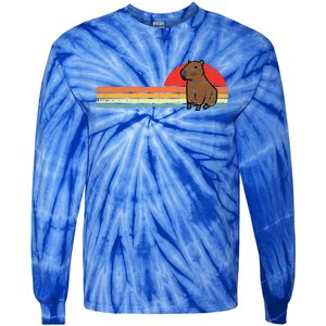 Capybara Chest Sunset Retro Capy Rodent Tie-Dye Long Sleeve Shirt