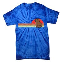 Capybara Chest Sunset Retro Capy Rodent Tie-Dye T-Shirt